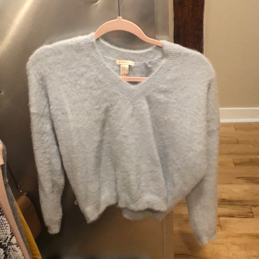 Fuzzy crop sweater